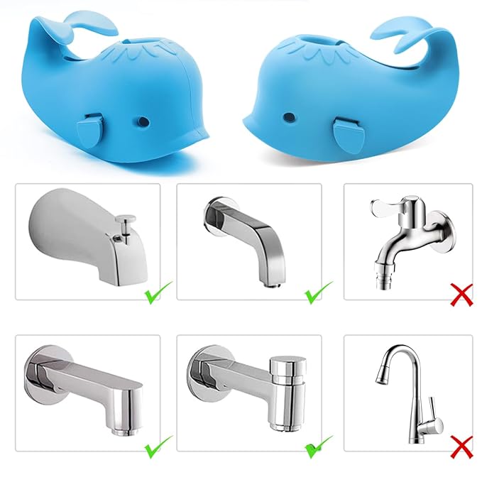 Baby Bathtub Faucet Cover, Baby Safety Protection Silicone Toys, Bath Spout Cover Baby Bathtub, Faucet Cover Baby Bathtub Silicone Whale for Kids, Toddler, Infant, Gifts for Children