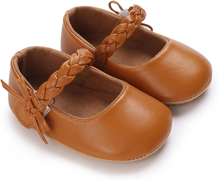 COSANKIM Baby Girls Mary Jane Flats Shoes Anti-Slip Rubber Sole Infant Toddler Princess Wedding Dress Shoes