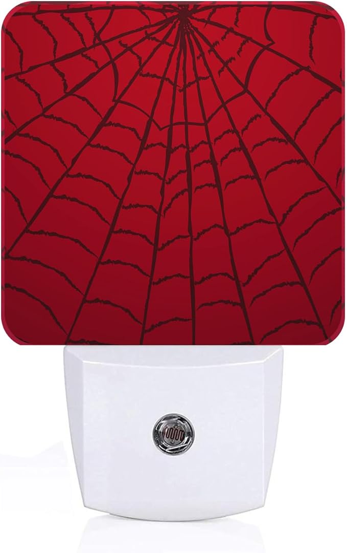 Red Spider Web Night Light,Plug Into Wall Decor for Stairway,Hallway,Kitchen,Dusk to Dawn Sensor Nightlights for Boys/Girls/Women/Men Room Gifts