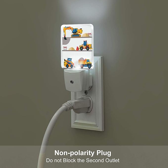 Led Night Light, Construction Car Decorative Plug in Nightlights,with Smart Auto Dusk to Dawn Night Light for Bedroom, Kitchen, Nursery, Bathroom