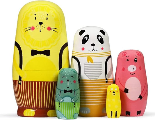 Tphon Nesting Dolls Wooden Russian Matryoshka Dolls for Toddlers Kids Handmade Toys Stacking Doll Set for Children Christmas Birthday Decoration Halloween Wishing Gift