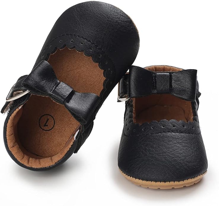 COSANKIM Baby Girls Mary Jane Flats Shoes Anti-Slip Rubber Sole Infant Toddler Princess Wedding Dress Shoes