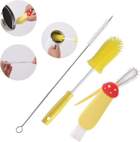 3 Pack Cleaner Brush Kit for Stanley, Bottle Cleaner Brush Set with Straw Brush Cleaner and Cup Lid Cleaning Brush for Stanley Cup, Tumbler Cups, Drinking Glass (Yellow)
