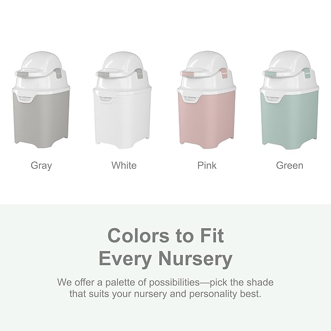 Foundations Mini Diaper Pail with Airtight Lid - Durable & Odorless Diaper Disposal, Large Capacity, Holds up to 30 Newborn Diapers, Refill with Any Bags - Gray