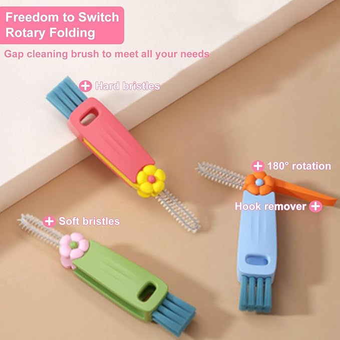 3 in 1 Water Bottle Cleaning Brush - Cup Lid Brush, Multifunctional Portable Gap Crevice Cleaning Brush for Bottle Tight Spaces Cup and Sealed Food Storage containers with lids