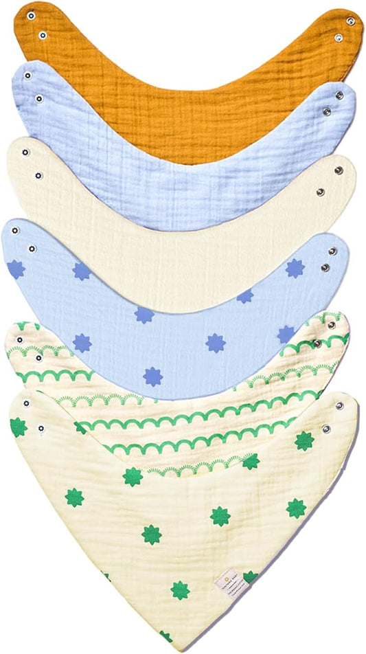 Bandana Bibs - 100% Organic Premium Muslin Cotton, 7-Layers for Drooling, Teething, Feeding