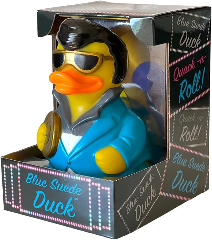 CelebriDucks - Blue Suede Duck - Floating Rubber Ducks - Collectible Bath Toy Gift for Kids & Adults of All Ages