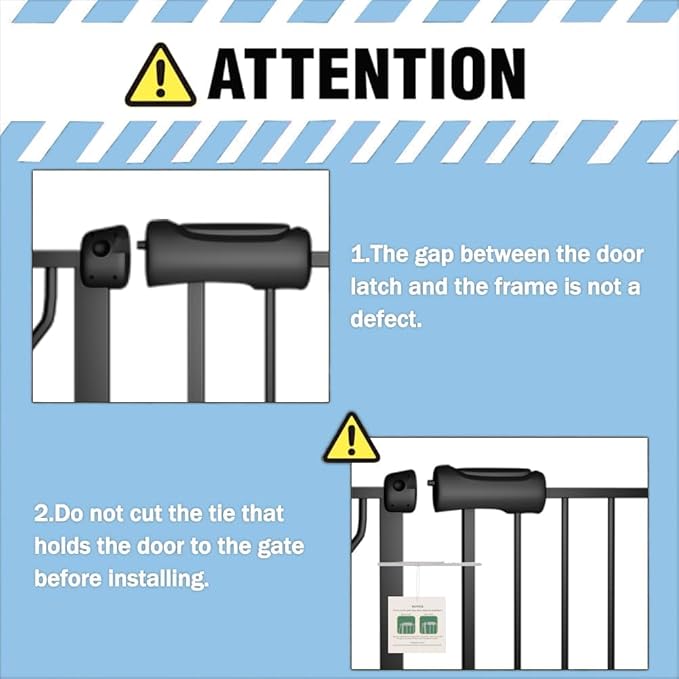 ALLAIBB Extra Wide Pressure Mount Baby Gate Auto Close Black Metal Child Dog Pet Safety Gates with Walk Through for Stairs,Doorways,Kitchen and Living Room (71.65-85.03"/182-218cm)