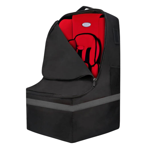 Car Seat Travel Bag - Padded, Comfortable, Durable, Roomy Gate Check Carseat Cover Backpack Fits 3-in-1，Convertible, Booster & Infant Car Seats for Airplane, Airport, Gray