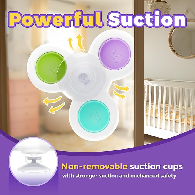 3PCS Pop Suction Cup Spinner Toys: Spinner Toys for 1 Year Old Boy Girl - Sensory Baby Bath Toy for Toddlers 1-3 -12 18 Months Boy Birthday Gift for Infant