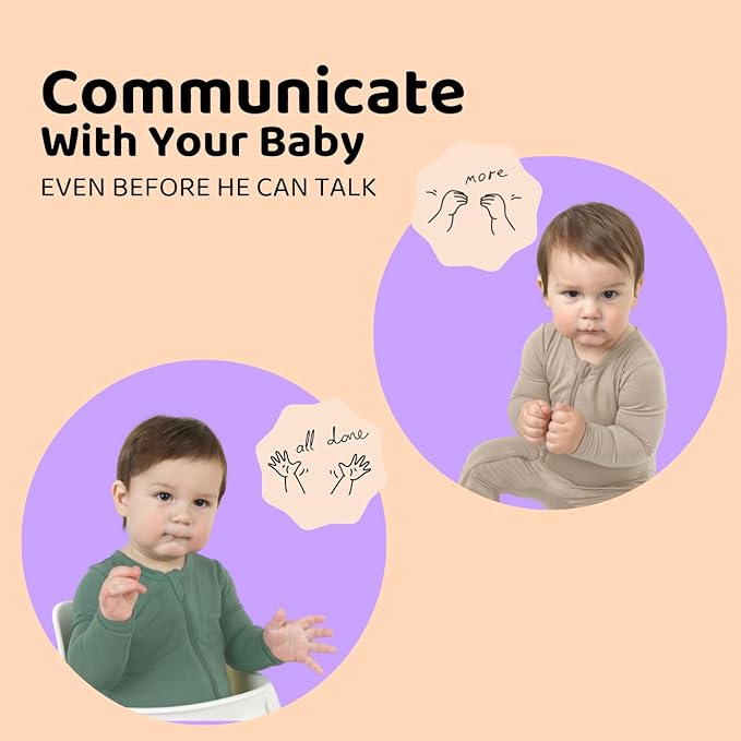 APLAINR Baby Sign Language Bib, Silicone Baby Bibs, ASL Graphics, Food Catcher, Adjustable, Waterproof, Soft, 6-36 Months