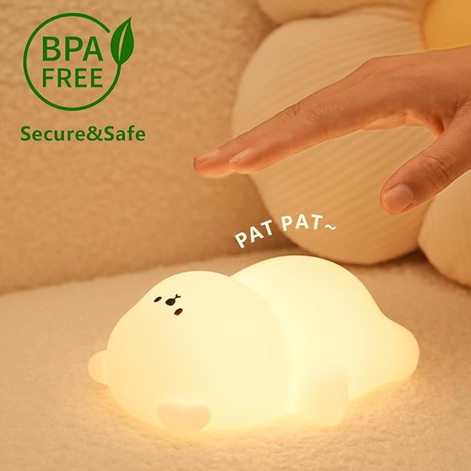 Cute Lying Bear Night Light, LED Magic Colors Squishy Night Lamp, Dimmable Nursery Nightlight for Kids, Rechargeable Touch Lamp, Dorm Decor, Kids Funny Gifts (Lying Bear)