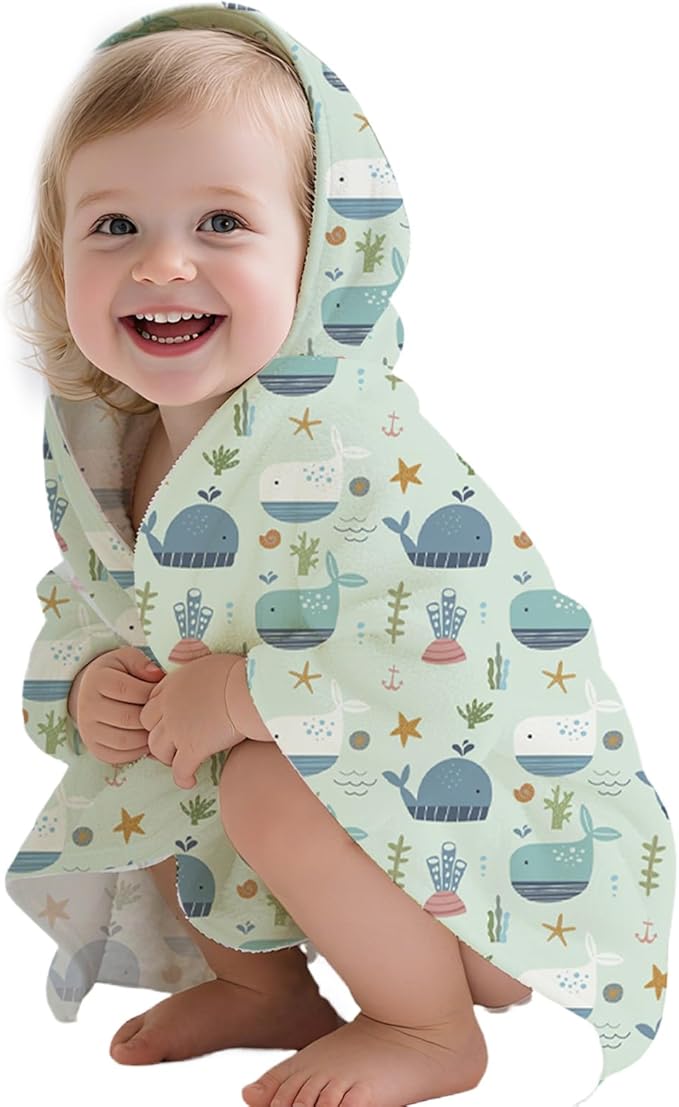 Toddler & Kids Hooded Bath & Beach Towel - Microfiber Wearable Poncho for Bathroom, Pool, Beach