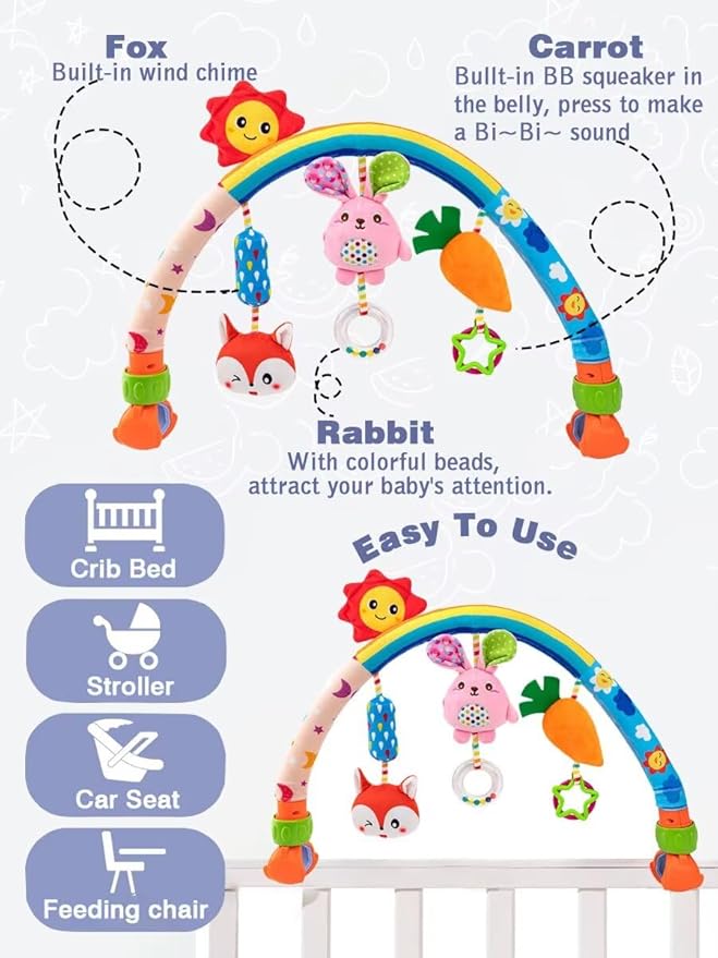 Pau1Hami1ton Baby Stroller Arch Toys, Car Seat Toys,Baby Gifts.S-19(Rabbit)