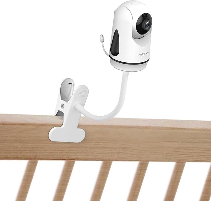 Flexible Baby Monitor Clip Clamp Mount Holder for HelloBaby HB65/HB40/HB6550/HB66/HB248/HB6339/HB6550 Pro, ANMEATE SM935E/SM650/Bonoch/ChildsFarm Baby Monitor, Long Gooseneck Arm, No Tools Needed