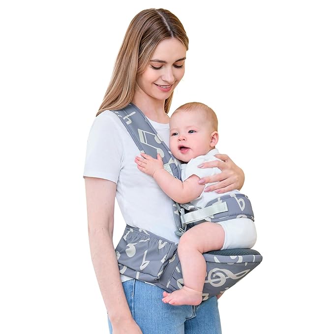 Baby Hip Seat Carrier Baby Waist Stool for Child Infant Toddler with Adjustable Strap Buckle Pocket Soft Inner Huge Storage,Dark Grey