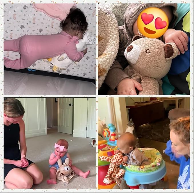 BEREST Rechargeable Baby Cry Sensor Sleep Soother Heartbeat Bear Lovey Blanket Comforter Toy, Help Newborns Go to Sleep Faster & Stay Asleep Longer, Great Nursery Decor Infants Shower Gifts