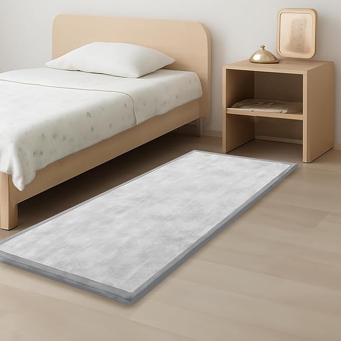 1.3" Thick Baby Play Mat for Floor, 28x72 Foam Tummy Time Mat, Padded Support Soft Plush Bedside Rugs for Infant Kids Toddler Crawling Kick Activity (Light Grey)