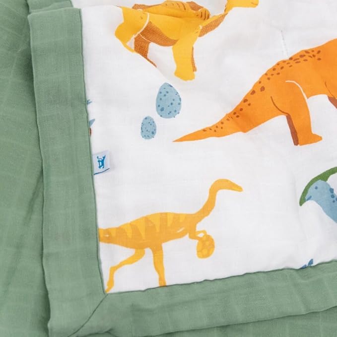 Little Unicorn Lofty Comforter Blanket | Super Soft & Breathable Muslin Fabric| Great for Play & Bedtime Blanket (Dino Names)