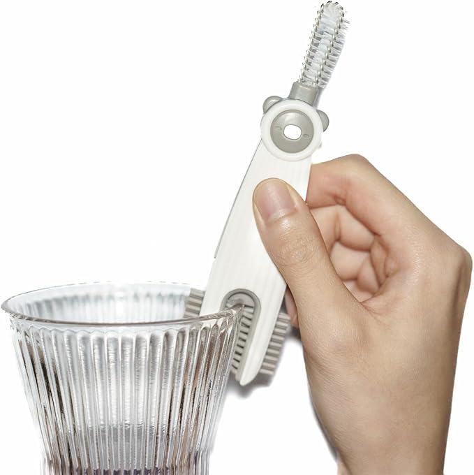 3 in 1 Cup Lid Gap Cleaning Brush Set with 3 Straw Cleaner Brush, Multifunctional Cup Cover Cleaning Brush, Small Cleaning Brushes for Nipple, Water Bottle Lid, Home Kitchen Cleaning Tools, Pack of 3