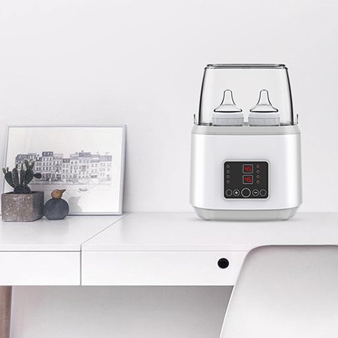 Baby Bottle Warmer ＆ Steriliser Temperature Adjustable Portable Bottle Warmer Remote Control Baby Food Heater with LCD Display for Breastmilk or Formula, Grey