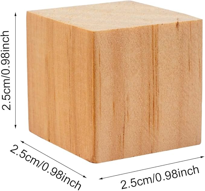 100 Pack 1 Inches Unfinished Wood Cubes Blocks - Natural Wooden Square Blocks Great for Crafts Making