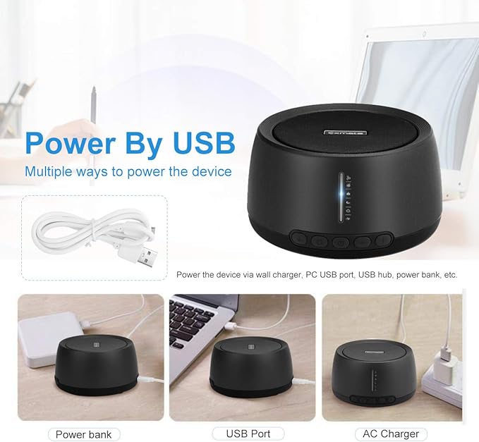 Sound Machine for Sleeping, Exmate Noise Machine for Office Privacy with 30 Non-Looping HiFi Soothing Sound, Memory Function and Timer Sound Machine for Adult Kid Home Office Travel