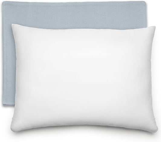 Comfy Cubs Toddler Pillow with Cotton Pillowcase, 13 x 18 in - Travel and Sleep Support for Kids - Lightweight, Breathable Microfiber Fill - Soft and Cozy Small Pillow for Toddlers - Pacific Blue