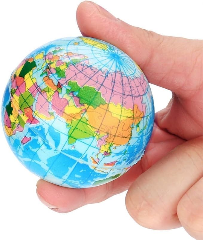 Blue Squishy Squeeze World Map Globe Palm Ball Slow Rising Stress Relief Ball for Birthday Xmas Gifts Xmas Stocking Fillers Party Bag Gifts, Squeeze Toys, Decorations (7.6CM)