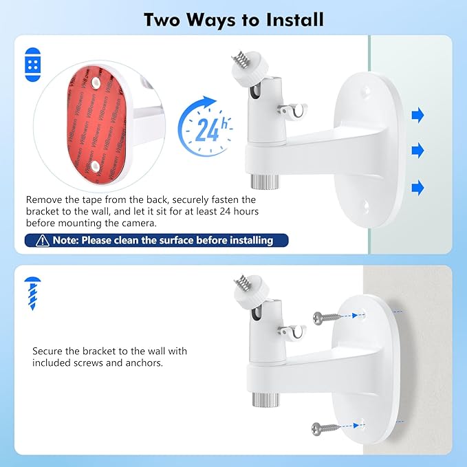 Baby Monitor Mount for HelloBaby HB65/HB40/HB6550/HB66/HB6339/HB6550 Pro, ANMEATE SM935E, 360° Adjustable Baby Camera Wall Mount for Hellobaby Monitor, Two Ways to Install