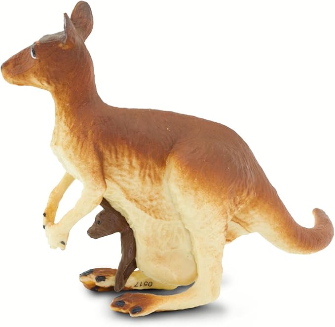 Safari Ltd. Kangaroo with Baby Figurine - Realistic 4" Hand-Painted Wildlife Toy - Educational Companion for Boys, Girls & Kids Ages 3+