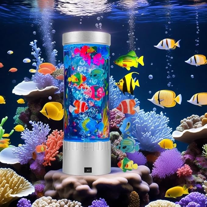 Bubble Fish Lamp, LED Aquarium Sensory Light, 1ft Colorful Bubble Tube for Bedroom, Kids Room, Living Room, Party