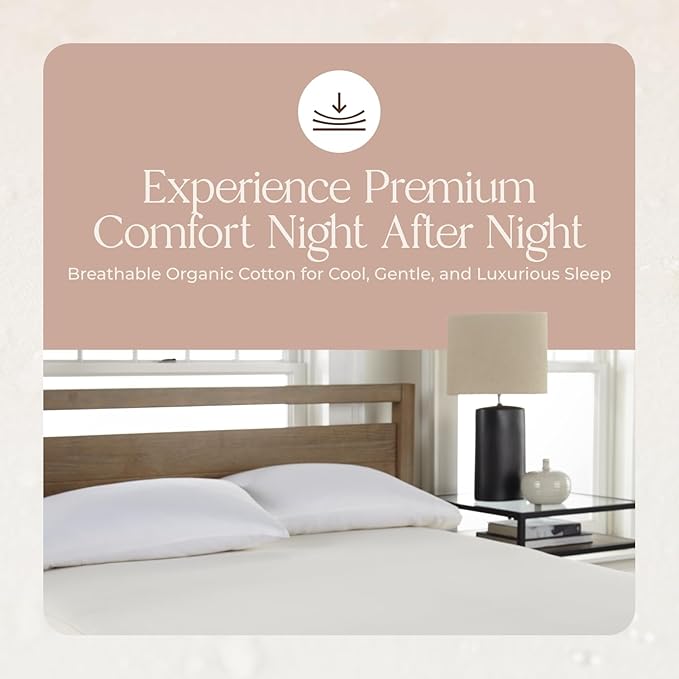 Organic Waterproof Mattress Protector Full Size - 100% Waterproof Mattress Pad with Quiet & Breathable Triple Layer Protection - Fairtrade & GOTS Certified Durable Machine Washable Design (Full)