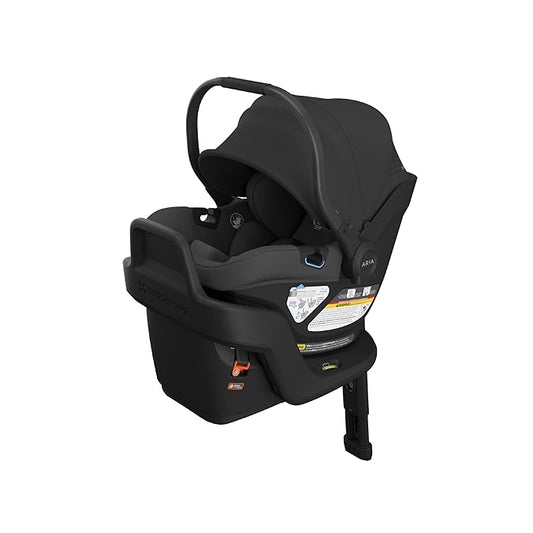 UPPAbaby Aria V2 Lightweight Infant Car Seat - Just Under 6 lbs - Base with Load Leg + Infant Insert + All-Weather FootCover Included - Direct Stroller Attachment - Jake (Charcoal/Black Leather)