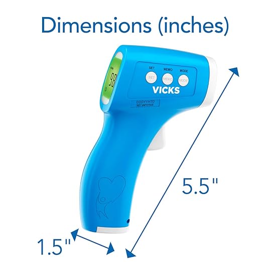 Vicks Non-Contact Infrared Thermometer for Forehead, Food and Bath – Fast, Reliable, and Clinically Proven Accuracy for Adults, Babies, Toddlers and Kids
