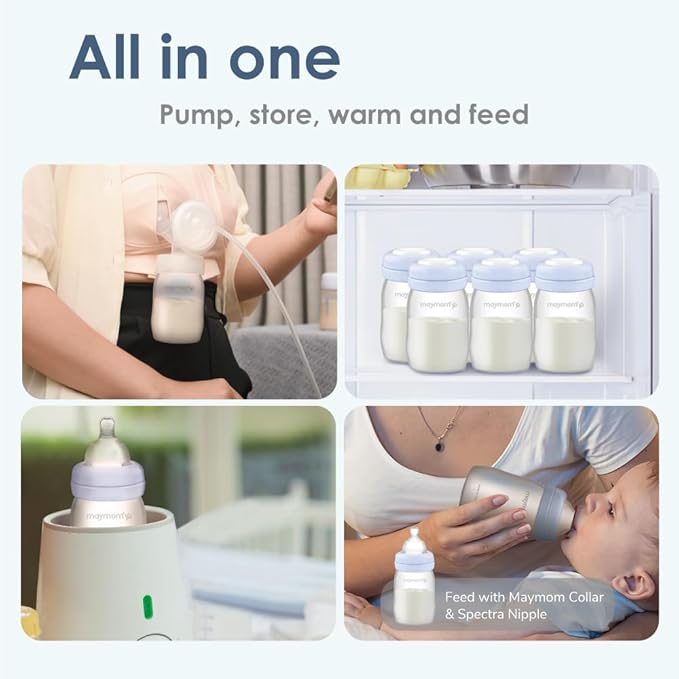 Maymom Wide Neck Breastmilk Collection n Storage Bottle 5.4 oz; Re-markable SureSeal Disc. Fits Spectra S2 Spectra S1 Spectra 9 Plus.