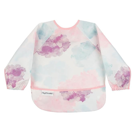 Tiny Twinkle Long Sleeve Bib for Babies & Toddlers – Waterproof Smock Bib for Eating – Machine Washable & Mess-Proof, Baby Feeding Essential & Shower Must-Have(Cotton Candy, 6–24M)