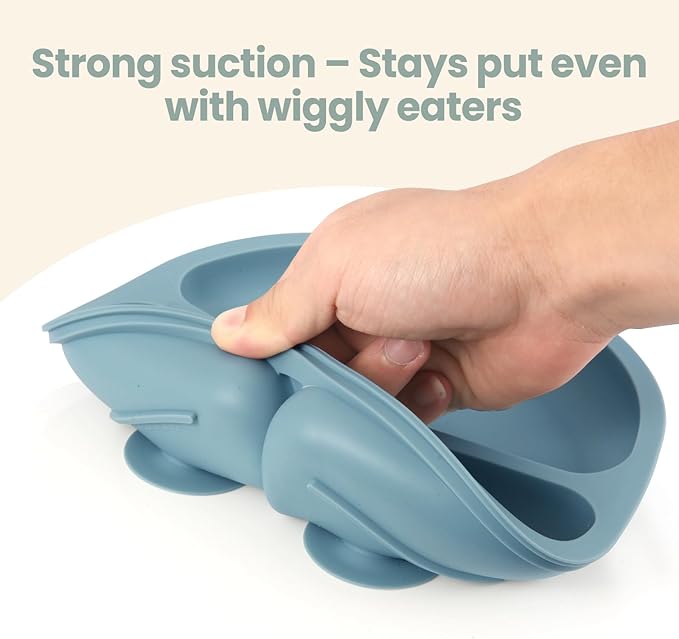 2 Pack Baby Plates with Suction, 2 Pack Silicone Forks and Spoons Set, Baby Led Weaning Supplies, BPA Free, Toddler Utensils for Feeding Essentials