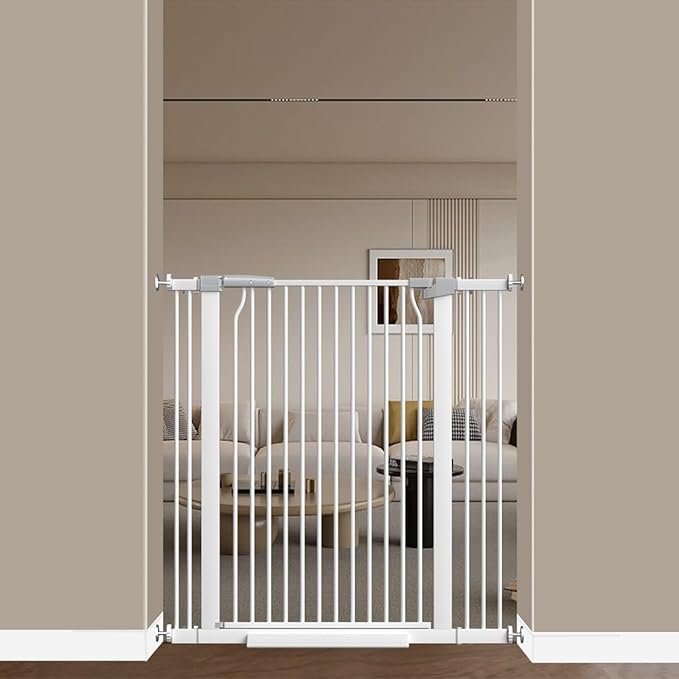40.55" Extra Tall Baby Gate -29.7"-40.5" Extra Wide Baby Gate Pet Gate for Stairs and Doorways-1.37" Ultra Narrow Spacing Pressure Mounted Dog Gate with One-Handed Operation(29.7"-40.5")