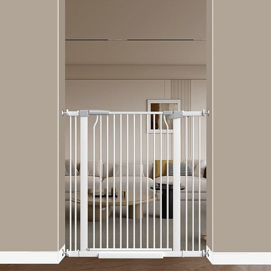 40.55" Extra Tall Baby Gate -29.7"-40.5" Extra Wide Baby Gate Pet Gate for Stairs and Doorways-1.37" Ultra Narrow Spacing Pressure Mounted Dog Gate with One-Handed Operation(29.7"-40.5")