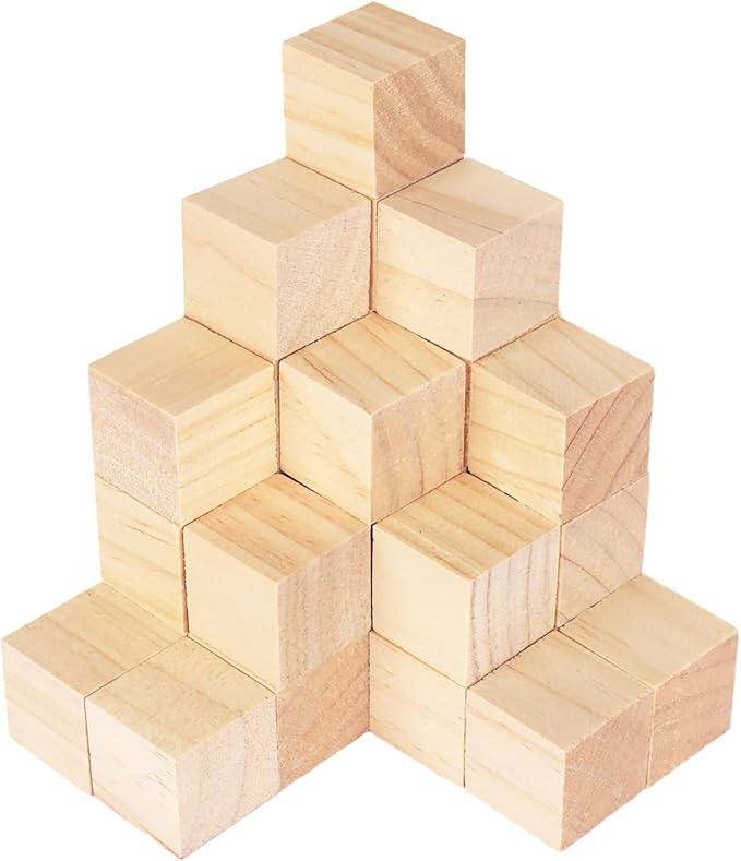 GNIEMCKIN 30 Packs Wooden Blocks for Crafts, 2.36 Inch Pine Wood Cubes, Wooden Cubes for Paint, Stamp, Decorate, DIY Projects and Personalized Gifts