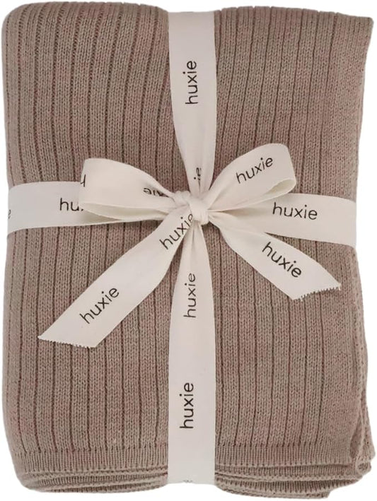 Knitted Organic Cotton Baby Blanket- Swaddle Blanket, 30" x 40" Soft Receiving Blanket for Newborn (Mochachino)