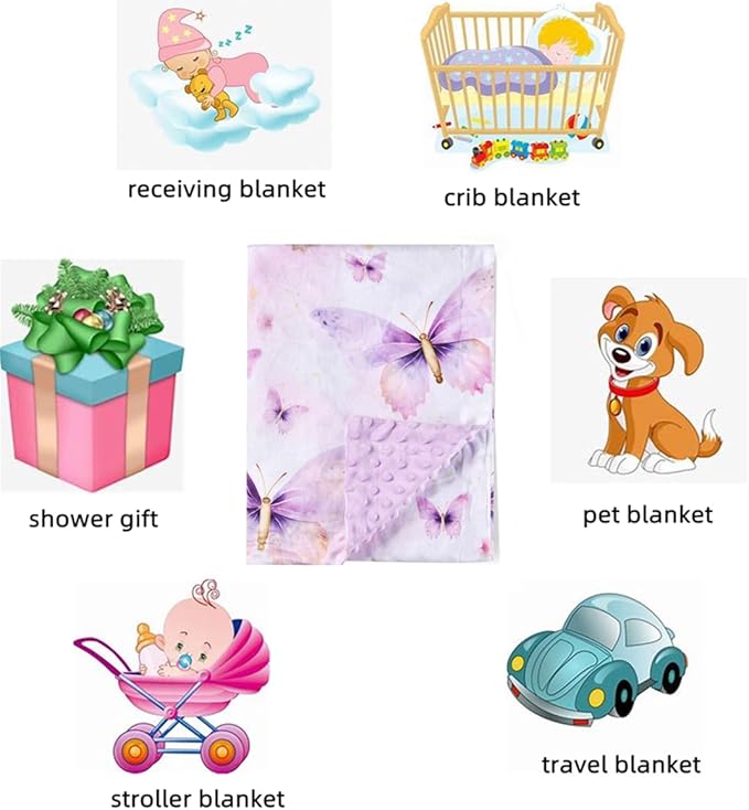 Baby Blanket, Soft Minky Warm Blanket for Boy or Girl, Receiving Blanket with Double Layer Dotted Backing for Newborns Nursery Stroller Toddlers Crib Bedding (30 x 40 Inch) Rainbow