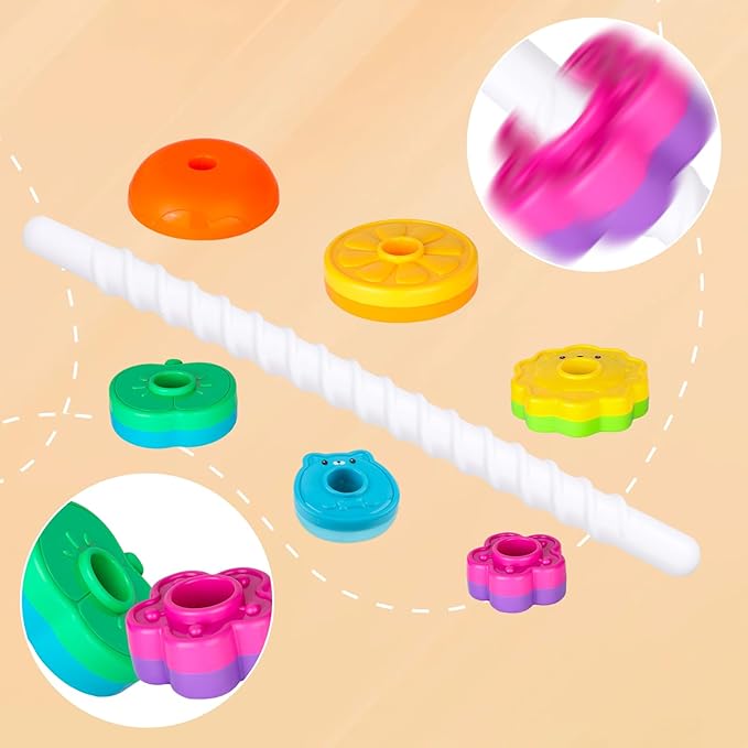 Spinning Stacking Toys for Babies 12+ Month Ring Stacker Stacking for Toddlers 1-3 Montessori Toys,Educational Learning Sensory Toy for Kids Easter Christmas Birthday Present for Baby
