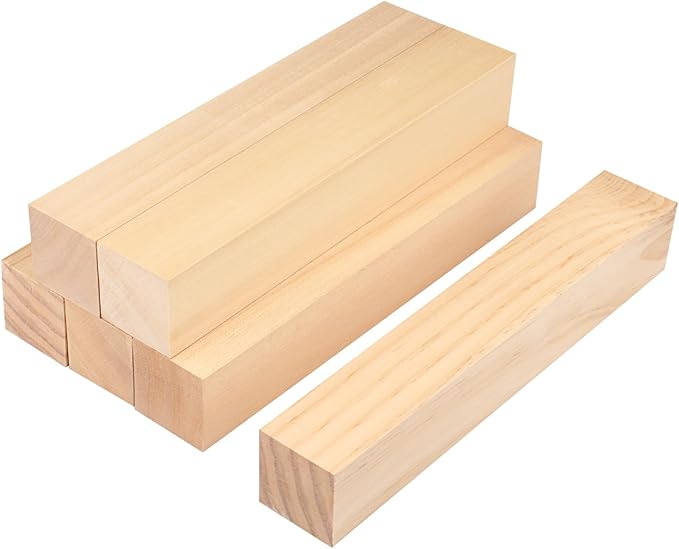 6 Pack Basswood Carving Blocks, 12x2x2 Inches Basswood Blocks for Beginner to Advanced Carvers, Ideal for DIY Projects and Gifts, Soft and Smooth, Easy Whittling and Carving by GNIEMCKIN