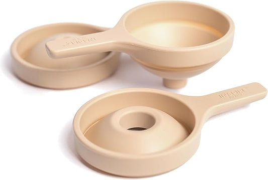 Inspire My Play 3 x Natural Silicone Collapsible Funnels for Kids - Sensory Play Funnel Toys for Kids - Pouring Toys for Toddlers - Food Safe Sensory Bin Tools and Accessories