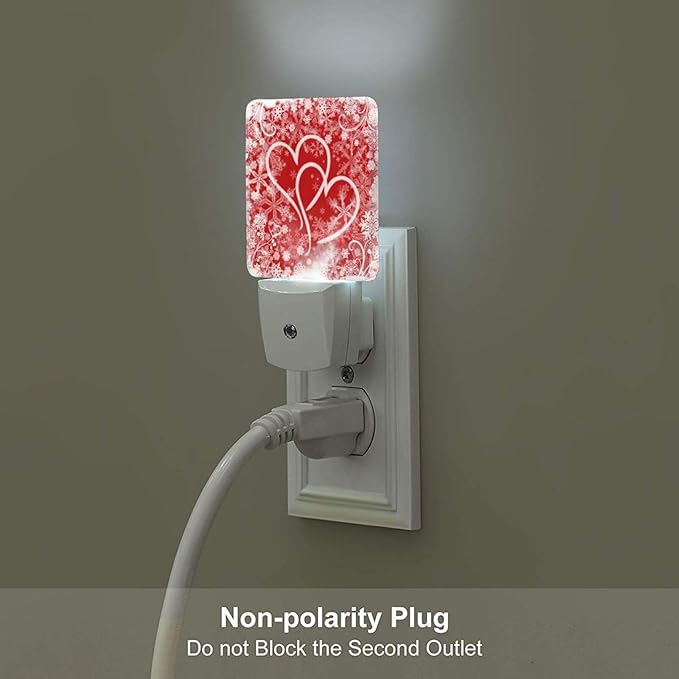 Red Sweet Hearts Night Light,Plug Into Wall with Dusk to Dawn Light Sensors, Warm Nightlights for Bedroom, Bathroom, Hallway, Kitchen, Gifts Ideal for Boys Girls Women Men