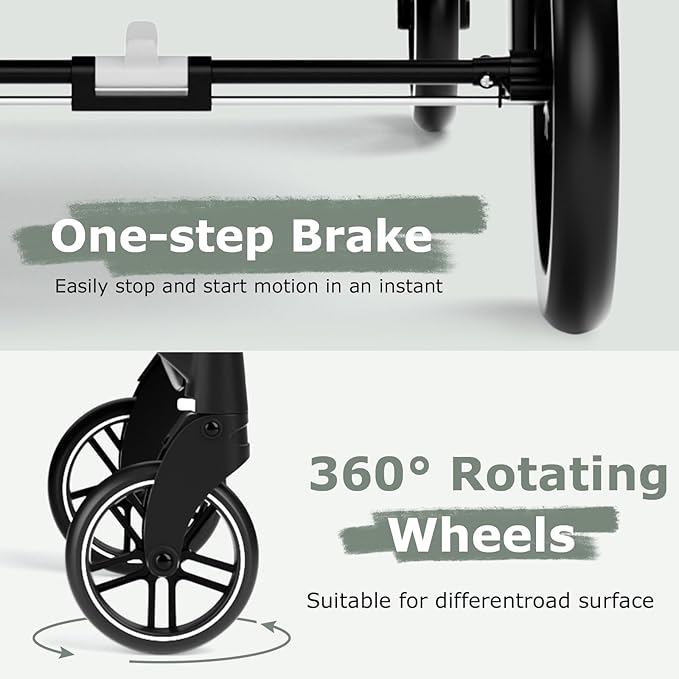 INFANS 2 in 1 Baby Stroller, High Landscape Infant Stroller & Reversible Bassinet Pram, Foldable Pushchair with Adjustable Canopy, Storage Basket, Cup Holder, Suspension Wheels (Black)