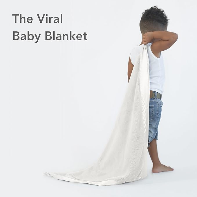 Little Giraffe Posh Mink Baby Blanket - Double-Sided Ultra Soft Plush Fabric, for New Moms, Newborn Must-Have for Girls & Boys, Cozy & Cuddly Comfort Blanket, 29" x 35", Cream