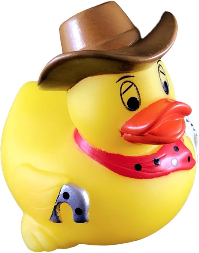 3" Cowboy Rubber Duck [[Sealed Hole, Floats Upright] - Baby Safe Bathtub Bathing Toy